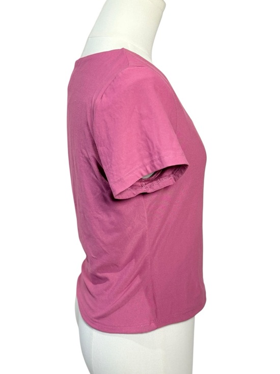 OLIVE + OAK Peached Jersey Scoop Neck Fitted Tee Pink Size Large - Picture 3 of 7